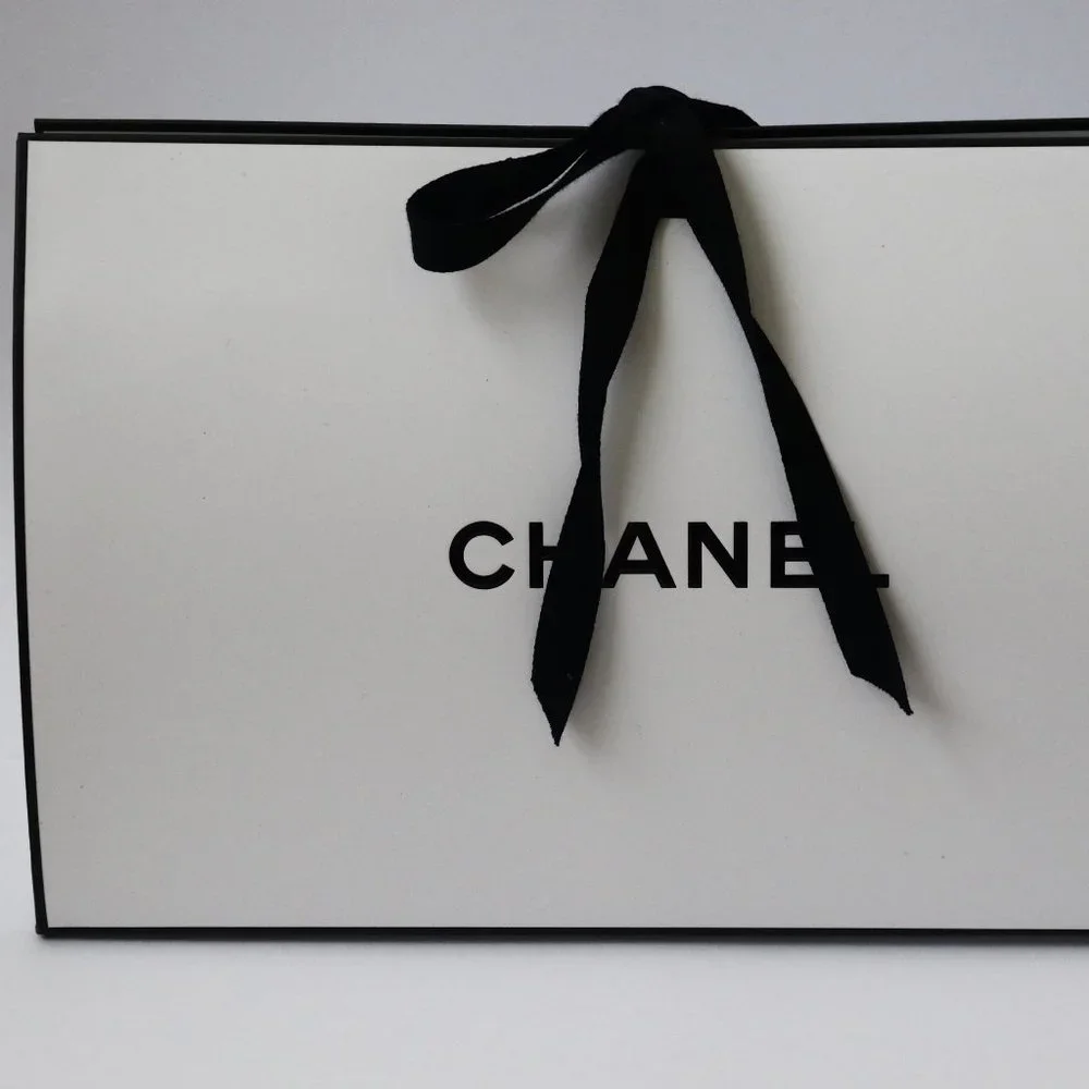 Chanel Origami Small White Paper Gift Bag Box with Ties